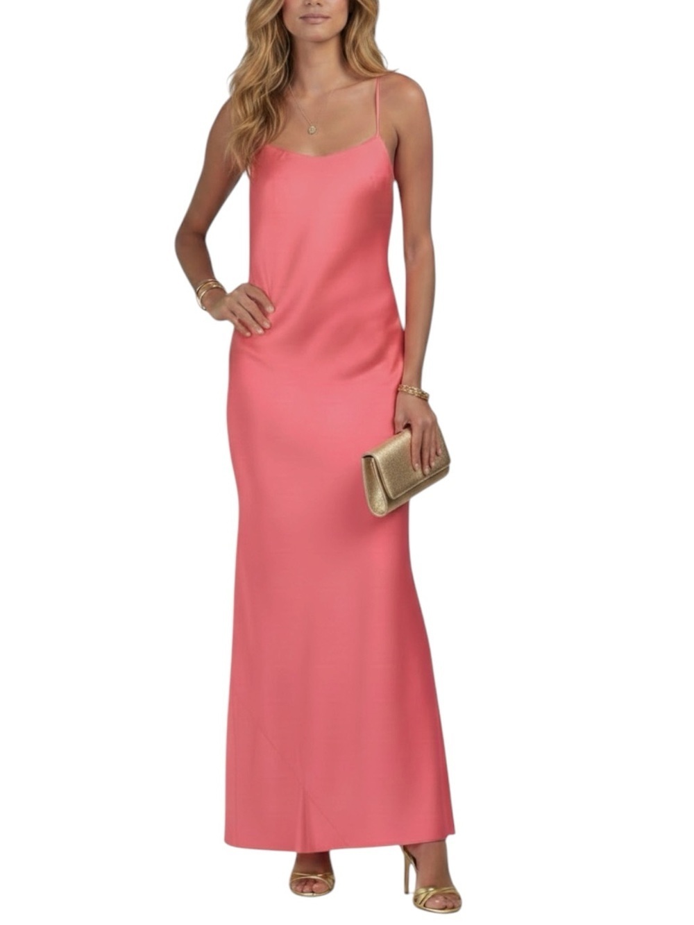NWT ADRIANNA PAPELL Sleeveless Scoop Neck Back Drape Satin Dress Gown Size 6